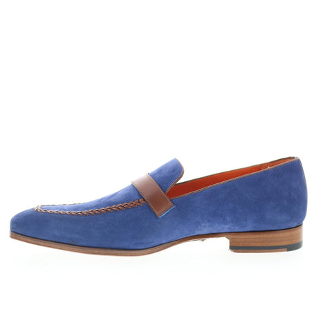 Mezlan Mez465 Mens Blue Suede Loafers & Slip Ons Casual Shoes