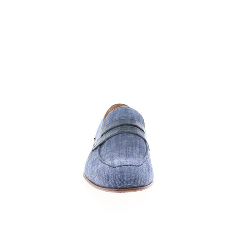 Mezlan Mez469 Mens Blue Leather Loafers & Slip Ons Penny Shoes