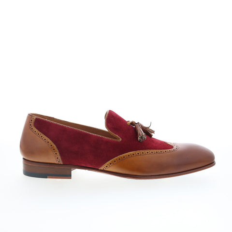 Mezlan Mez52 Mens Red Leather Loafers & Slip Ons Tasseled Shoes