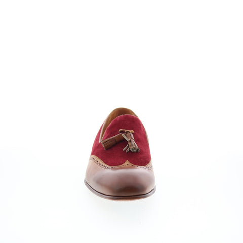 Mezlan Mez52 Mens Red Leather Loafers & Slip Ons Tasseled Shoes