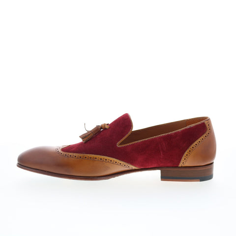 Mezlan Mez52 Mens Red Leather Loafers & Slip Ons Tasseled Shoes
