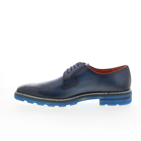 Mezlan Mez Derby Plain Toe 21071 Mens Blue Oxfords & Lace Ups Casual Shoes