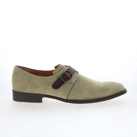 Mezlan Mez Monk Strap 21877 Mens Green Nubuck Loafers & Slip Ons Casual Shoes