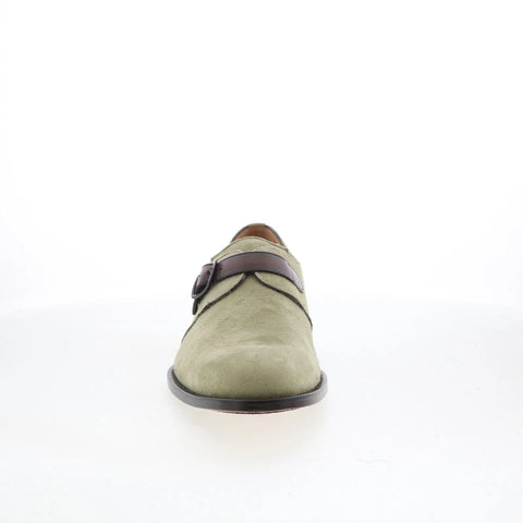 Mezlan Mez Monk Strap 21877 Mens Green Nubuck Loafers & Slip Ons Casual Shoes
