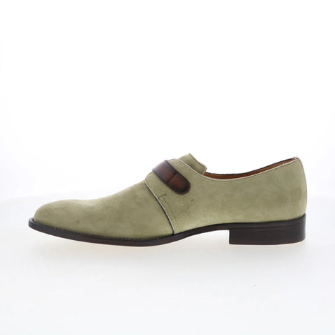 Mezlan Mez Monk Strap 21877 Mens Green Nubuck Loafers & Slip Ons Casual Shoes