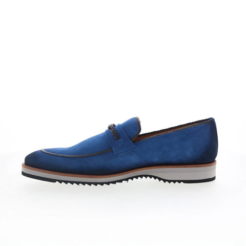 Mezlan Mez Penny 20837 Mens Blue Suede Loafers & Slip Ons Casual Shoes