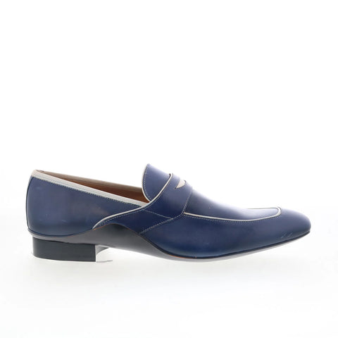 Mezlan Mez Penny 21536 Mens Blue Leather Loafers & Slip Ons Penny Shoes
