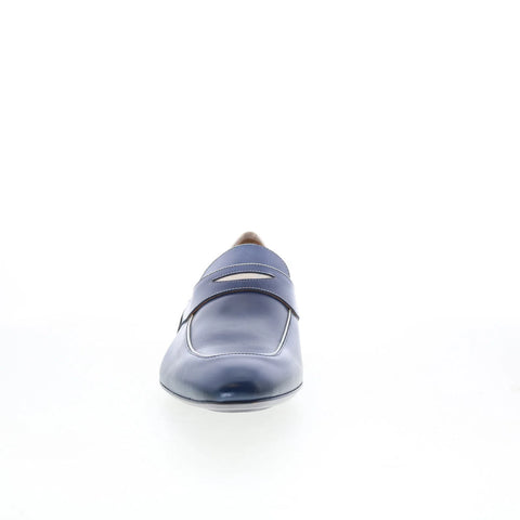 Mezlan Mez Penny 21536 Mens Blue Leather Loafers & Slip Ons Penny Shoes