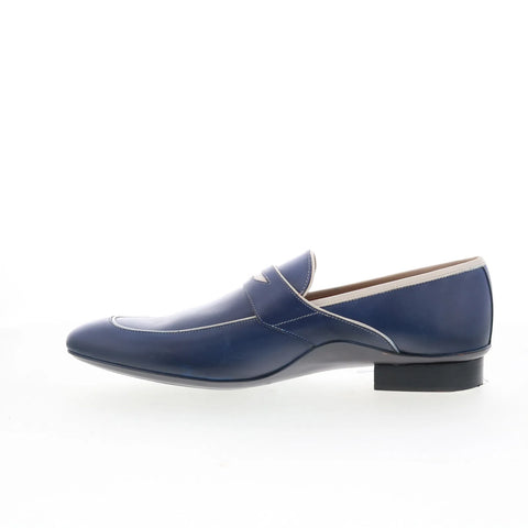 Mezlan Mez Penny 21536 Mens Blue Leather Loafers & Slip Ons Penny Shoes