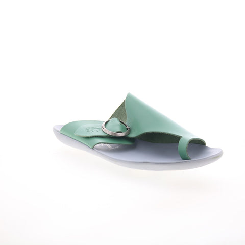 Fly London Mica MICA758FLY-004 Womens Green Leather Slides Sandals Shoes