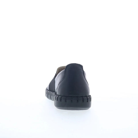 Miz Mooz Mikah Womens Black Leather Slip On Loafer Flats Shoes
