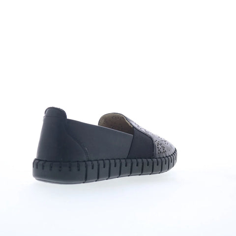 Miz Mooz Mikah Womens Black Leather Slip On Loafer Flats Shoes