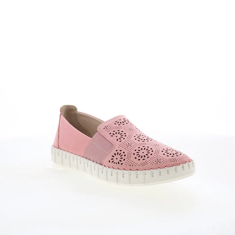 Miz Mooz Mikah Womens Pink Leather Slip On Loafer Flats Shoes