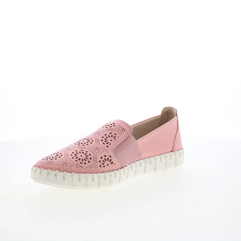 Miz Mooz Mikah Womens Pink Leather Slip On Loafer Flats Shoes