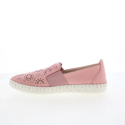 Miz Mooz Mikah Womens Pink Leather Slip On Loafer Flats Shoes