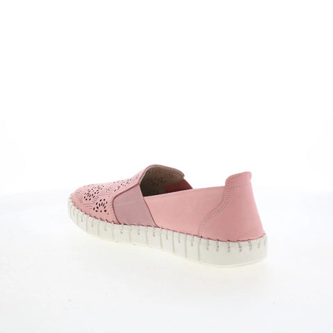 Miz Mooz Mikah Womens Pink Leather Slip On Loafer Flats Shoes