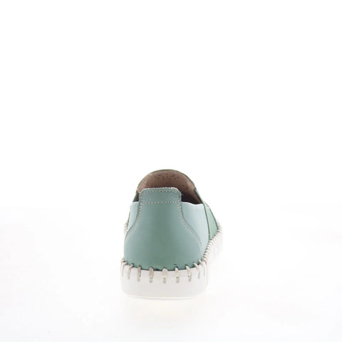 Miz Mooz Mikah Womens Green Leather Slip On Loafer Flats Shoes