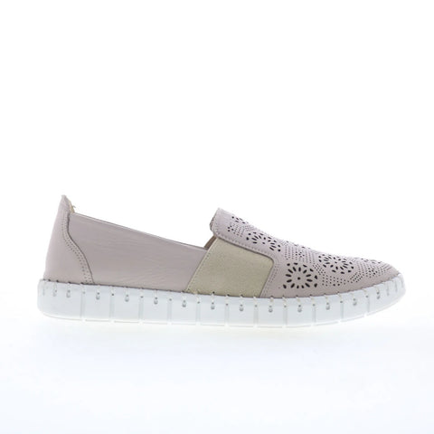 Miz Mooz Mikah Womens Gray Leather Slip On Loafer Flats Shoes