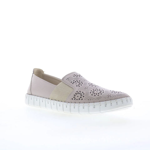 Miz Mooz Mikah Womens Gray Leather Slip On Loafer Flats Shoes