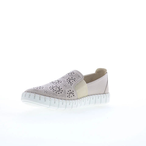 Miz Mooz Mikah Womens Gray Leather Slip On Loafer Flats Shoes