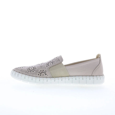 Miz Mooz Mikah Womens Gray Leather Slip On Loafer Flats Shoes