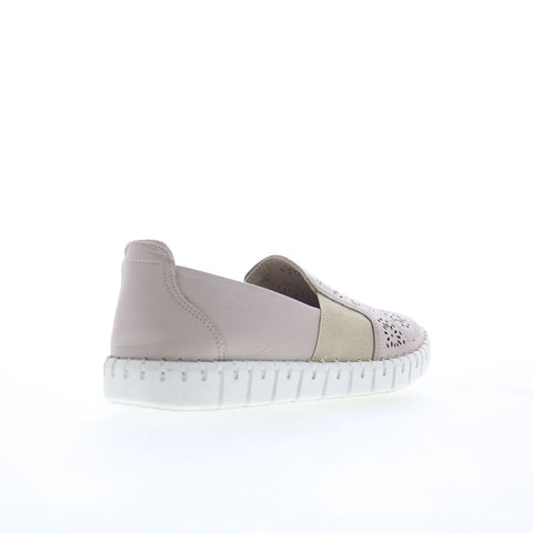 Miz Mooz Mikah Womens Gray Leather Slip On Loafer Flats Shoes