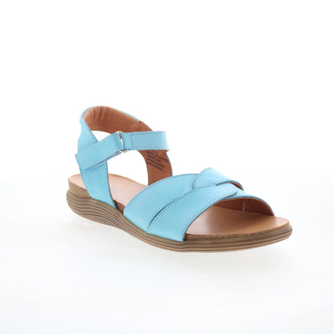 Miz Mooz Milli Womens Blue Leather Strap Sandals Shoes