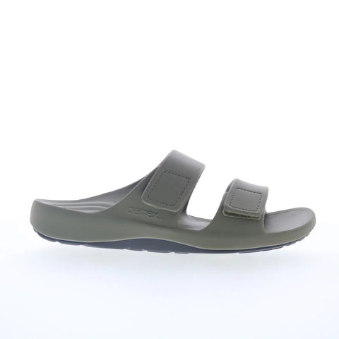 Aetrex Milos L9204M10 Mens Green Synthetic Strap Slides Sandals Shoes