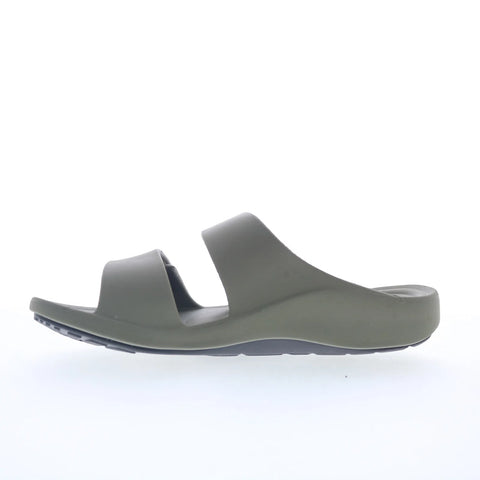 Aetrex Milos L9204M10 Mens Green Synthetic Strap Slides Sandals Shoes