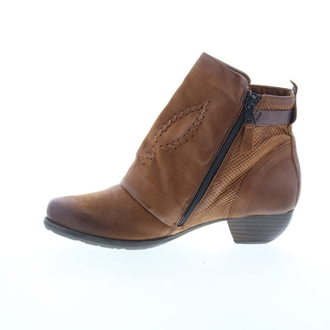 Miz Mooz Mimic Womens Brown Leather Zipper Ankle & Booties Boots