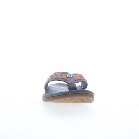 Spenco Miramar SP1223GRY Womens Gray Wide Leather Flip-Flops Sandals Shoes