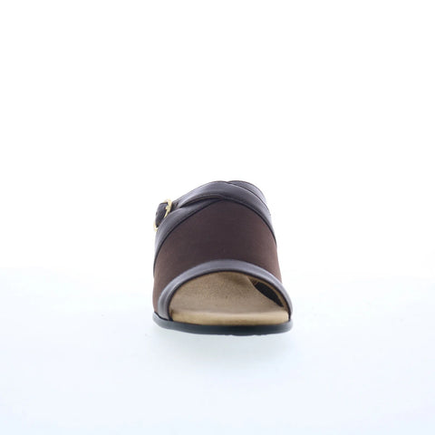 Trotters Mitzie T2515-200 Womens Brown Leather Slip On Heeled Sandals Shoes