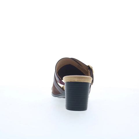 Trotters Mitzie T2515-200 Womens Brown Leather Slip On Heeled Sandals Shoes