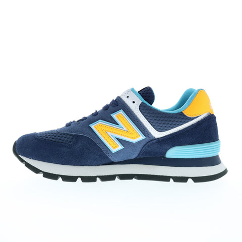 New Balance 574 ML574DU2 Mens Blue Suede Lace Up Lifestyle Sneakers Shoes