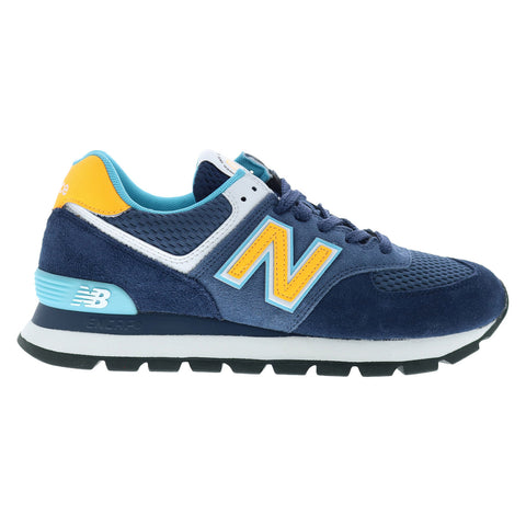New Balance 574 ML574DU2 Mens Blue Suede Lace Up Lifestyle Sneakers Shoes