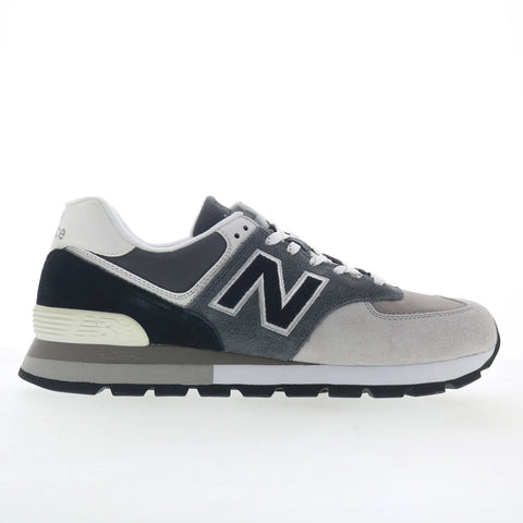 New Balance 574 Rugged ML574DWA Mens Gray Suede Lifestyle Sneakers Shoes