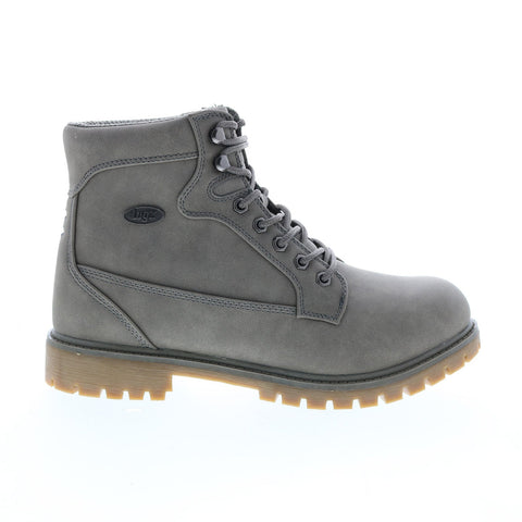 Lugz Mantle HI MMANTLHD-0823 Mens Gray Leather Lace Up Casual Dress Boots