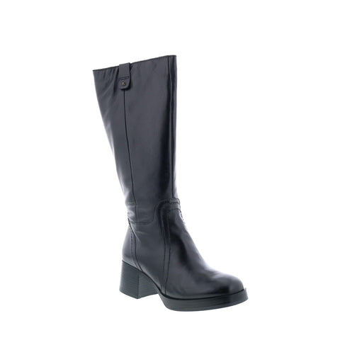 Miz Mooz Mollie Womens Black Leather Zipper Knee High Boots