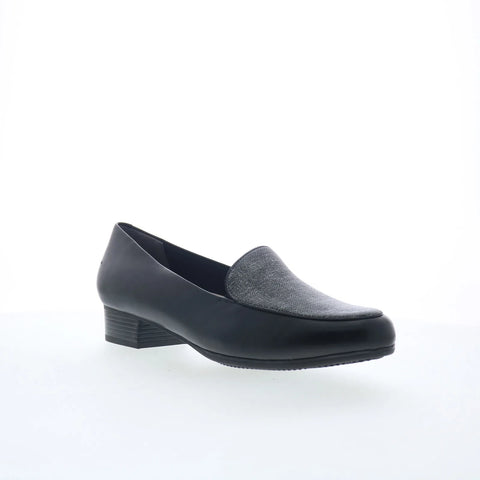 Trotters Monarch T1713-034 Womens Black Leather Slip On Loafer Flats Shoes