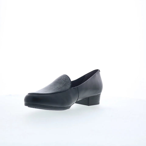 Trotters Monarch T1713-034 Womens Black Leather Slip On Loafer Flats Shoes
