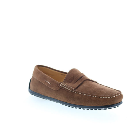Zelli Italia Monza Italian Suede Calfskin Mens Brown Loafers Moccasin Shoes