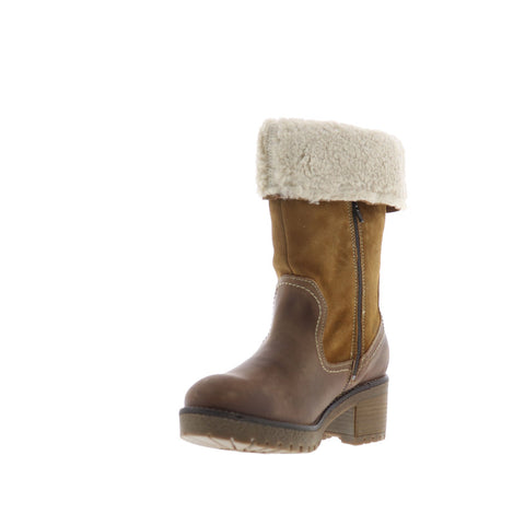 Bos. & Co. Motive Womens Brown Leather Zipper Mid Calf Boots