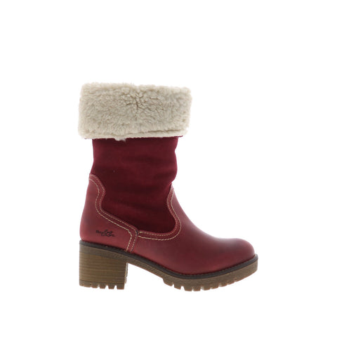 Bos. & Co. Motive Womens Red Leather Zipper Mid Calf Boots