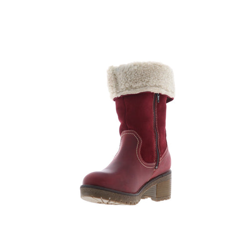 Bos. & Co. Motive Womens Red Leather Zipper Mid Calf Boots