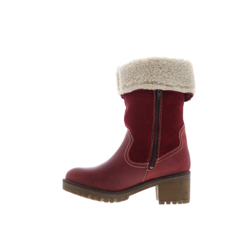 Bos. & Co. Motive Womens Red Leather Zipper Mid Calf Boots