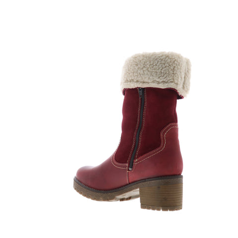 Bos. & Co. Motive Womens Red Leather Zipper Mid Calf Boots