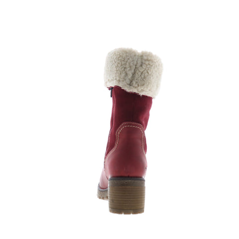 Bos. & Co. Motive Womens Red Leather Zipper Mid Calf Boots