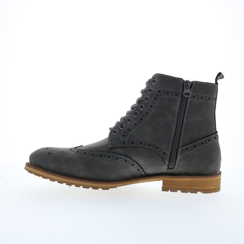Steve Madden M-Ryland Mens Gray Synthetic Lace Up Casual Dress Boots
