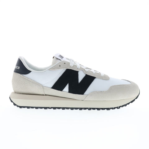 New Balance 237 MS237SF Mens White Suede Lace Up Lifestyle Sneakers Shoes