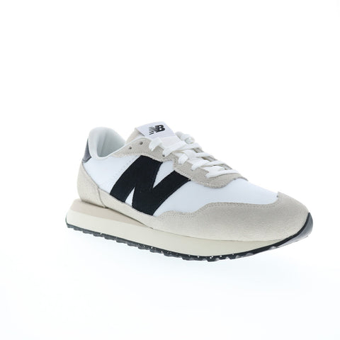 New Balance 237 MS237SF Mens White Suede Lace Up Lifestyle Sneakers Shoes